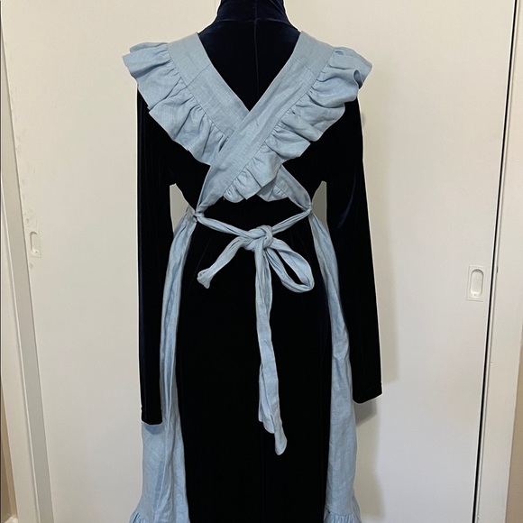 Little Women Atelier Meg Pinafore Linen Apron Sky Blue Cottagecore Prairie Small - Picture 4 of 8